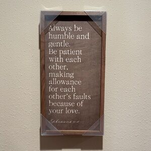 Kendrick Wood Frame Wall Plaque with Inspirational Quote - Brown and White
